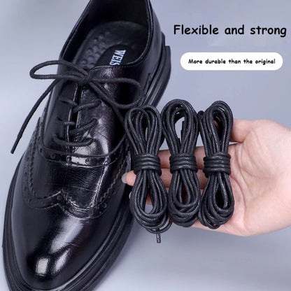 Cotton Waxed Round Shoelaces for Leather Boots and Oxfords - Waterproof, Available in 60-180cm Lengths - Individually Packaged