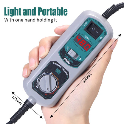 YIHUA 938D Portable Soldering Station – 110V/220V Tweezers and Chip Desoldering Kit for SMD Welding