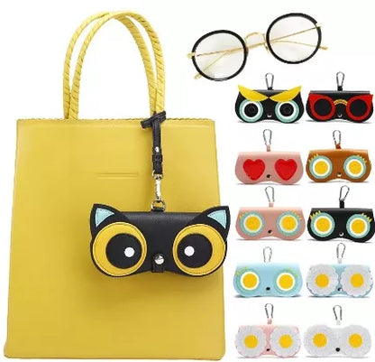 Fashion PU Leather Glasses Case | Cartoon Portable Storage Pendant Bag | Sunglass Box Eyewear Pouch for Women