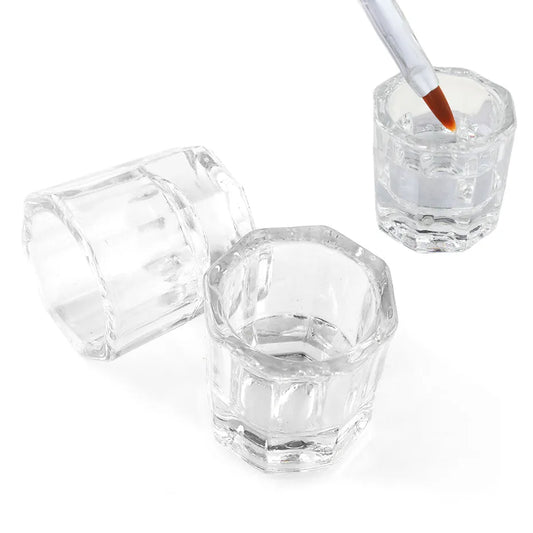 1pcs Clear Glass Nail Cup: Acrylic Liquid Dappen Dish - Crystal Bowl for Nail Powder Holder, Essential Nail Equipment