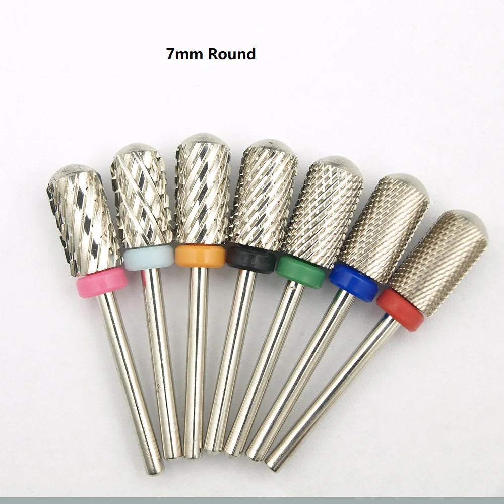 New Silver 6.6mm Big Round Top Barrel Tungsten Steel Carbide Manicure Nail Drill Bit: High-Quality File Accessories