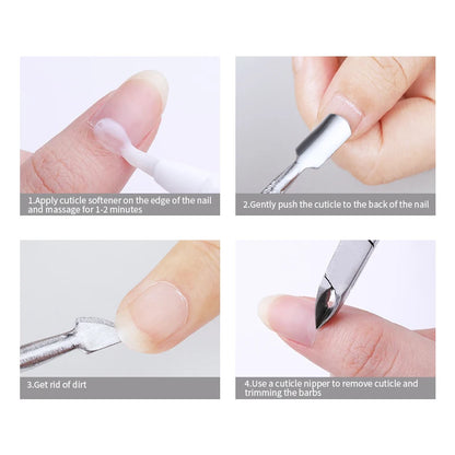 Double-ended Stainless Steel Cuticle Pusher - Dead Skin Remover for Pedicure and Manicure, Nail Art Cleaner Care Tool