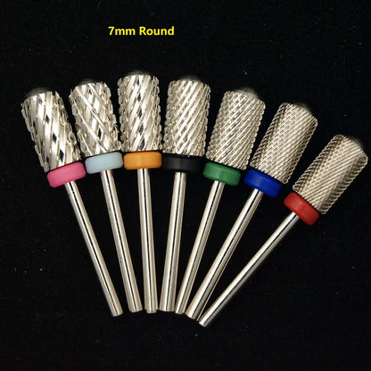 New Silver 6.6mm Big Round Top Barrel Tungsten Steel Carbide Manicure Nail Drill Bit: High-Quality File Accessories