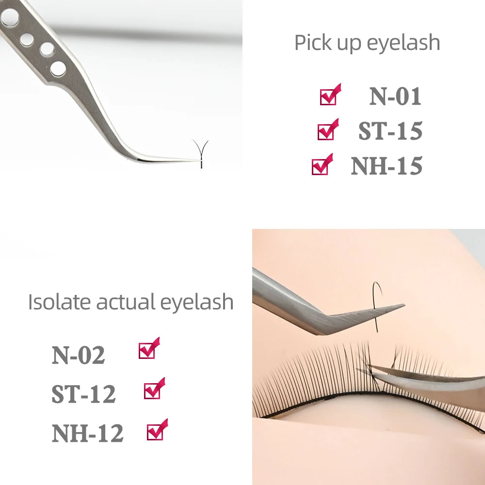 NAGARAKU Eyelash Extension Tweezers Set - Precision Stainless Steel Mega Volume Fans, Eyelash Application Tools