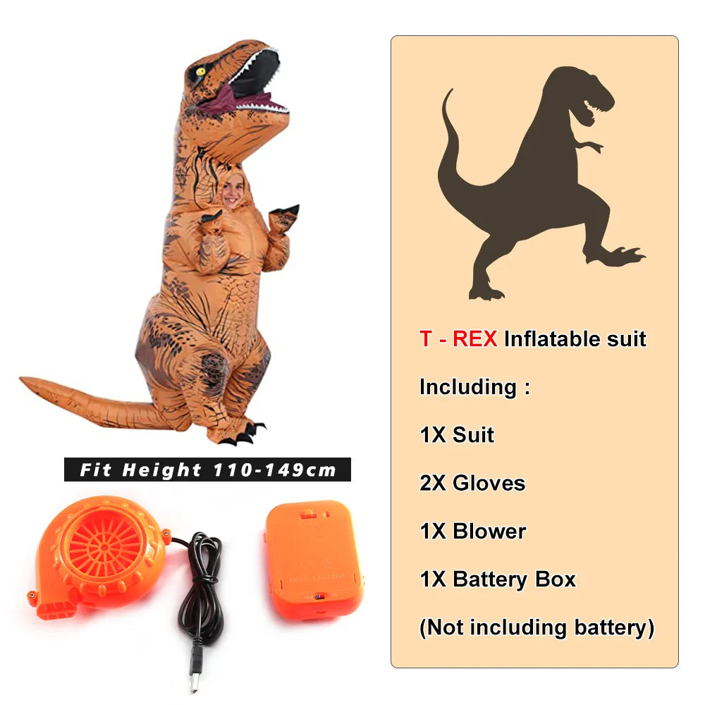 Inflatable T-Rex Tyrannosaurus Dinosaur Costume: Child & Adult Role-Playing Fancy Dress for Halloween Mascot Party Apparel