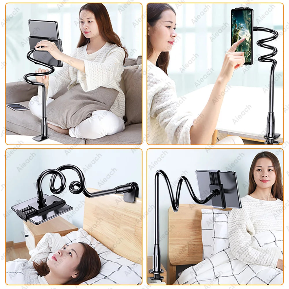 Flexible Gooseneck Tablet Mount: Hands-Free Bed & Desk Holder for iPad, Samsung, Xiaomi (4.7-11 inch) - Phone & Tablet Stand