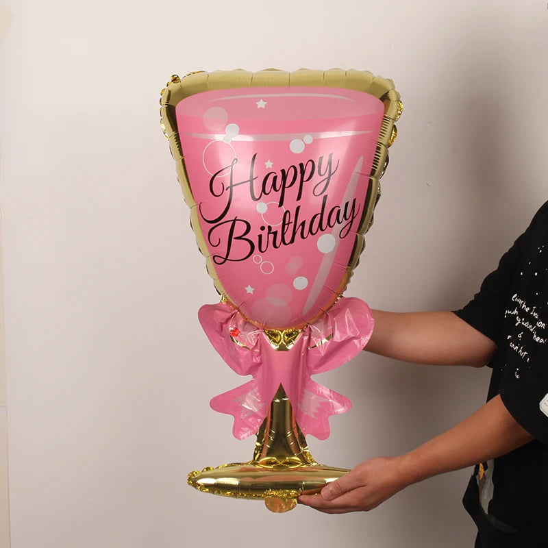 Big Helium Champagne Goblet Balloon - Adult Wedding and Birthday Party Decorations, Kids Balloons, Globos for Events and Party Supplies