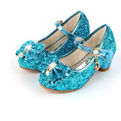 Princess Butterfly Leather Shoes – Kids’ Diamond Bowknot High Heel Glitter Dance Shoes for Girls, Party and Fashion