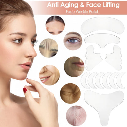 Silicone Wrinkle Removal Stickers - Reusable Face, Forehead, Neck & Eye Pads | Anti-Wrinkle & Anti-Aging Skin Patches | Face Lifting Solution