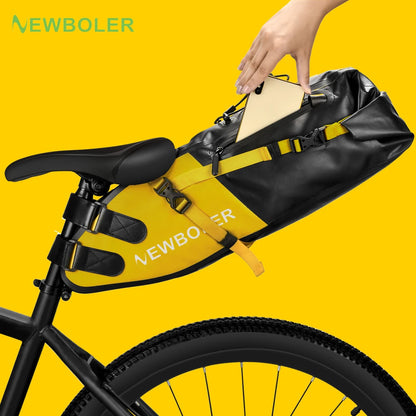 NEWBOLER Waterproof Bike Bag - 13L Large Capacity Foldable Saddle Bag for MTB and Road Cycling, Tail Rear Trunk for Bikepacking