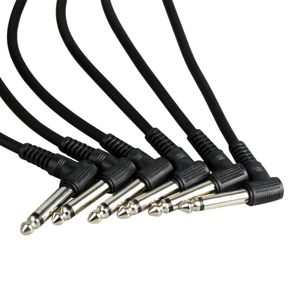 6Pcs Guitar Effect Pedal Cable - 6.35mm to 6.35mm Right Angle Audio Cable, 21cm Copper Wire - Guitar Accessories