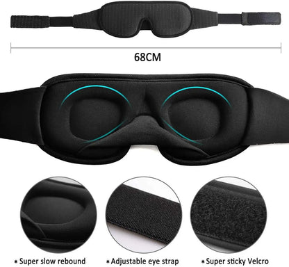 3D Sleep Eye Mask – Soft Padded Fabric, Light Blockout, Sleeping Cover, Shade Blindfold, Eyepatch