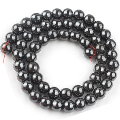 AAA Black Hematite Stone Beads - Round Loose Beads for DIY Jewelry and Bracelet Making, Multiple Sizes (2mm-12mm) on 15'' Strand