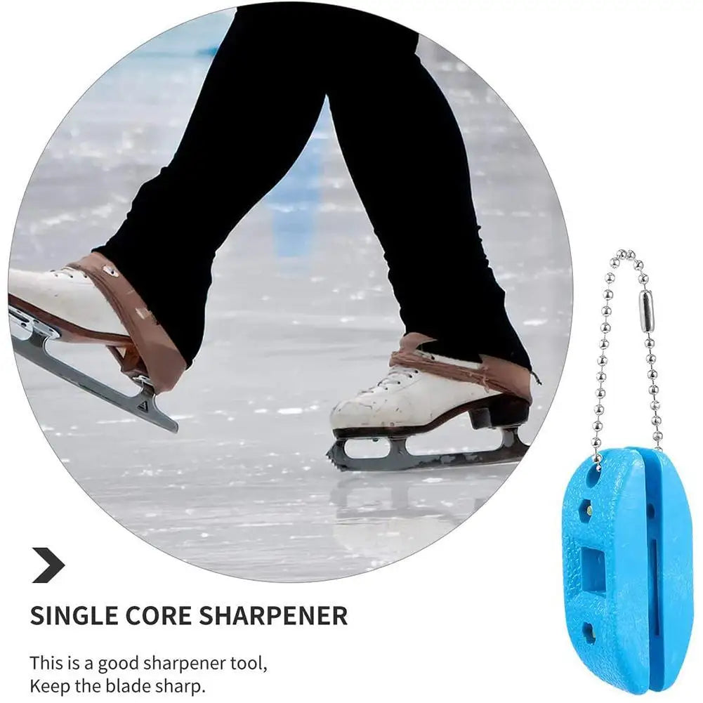 Portable White Sandstone Ice Skate Sharpener: Double-Sided Hanging Tool for Ice Hockey Shoe Blades - Skate Accessories