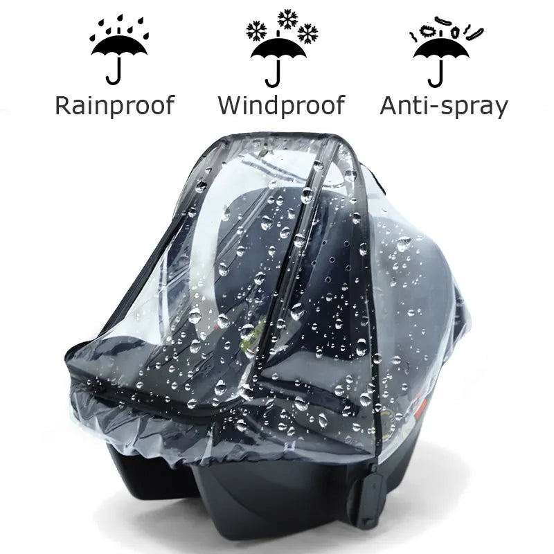 Transparent EVA Baby Safety Seat Rain Cover - Stroller Carriage Dust Shield & Rain Protector