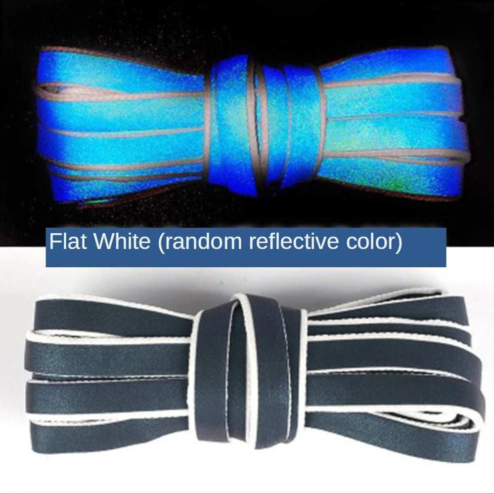 Reflective Flat Laces - 120cm, 140cm, 160cm Glowing Shoelaces for Running Shoes, Safety and Style for Men & Women, 2024