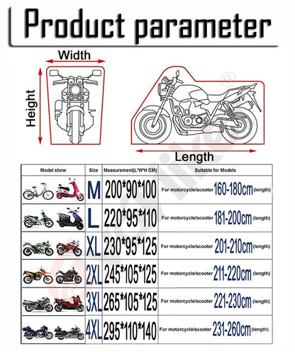 Universal Motorcycle Cover: Outdoor UV Protector - Waterproof Rain & Dustproof Scooter Cover in Multiple Sizes and Colors