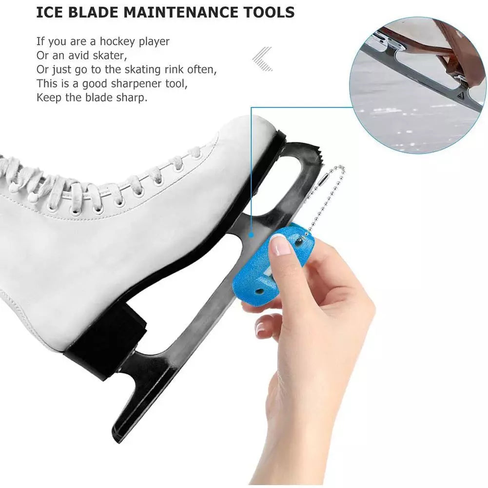 Portable White Sandstone Ice Skate Sharpener: Double-Sided Hanging Tool for Ice Hockey Shoe Blades - Skate Accessories