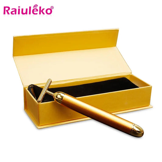 24K Gold Facial Wrinkle Lift Bar - Slimming Face Care Vibration Beauty Equipment - Facial Roller Massager with Vibration Energy