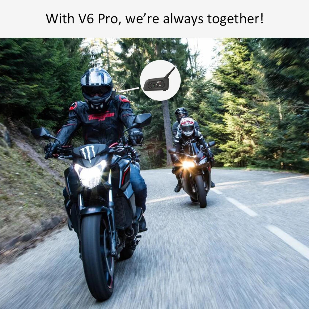 Ultimate Riding Companion: EJEAS V6 PRO Bluetooth Motorcycle Helmet Intercom Headset - Connects 6 Riders, 1200M Range, Waterproof