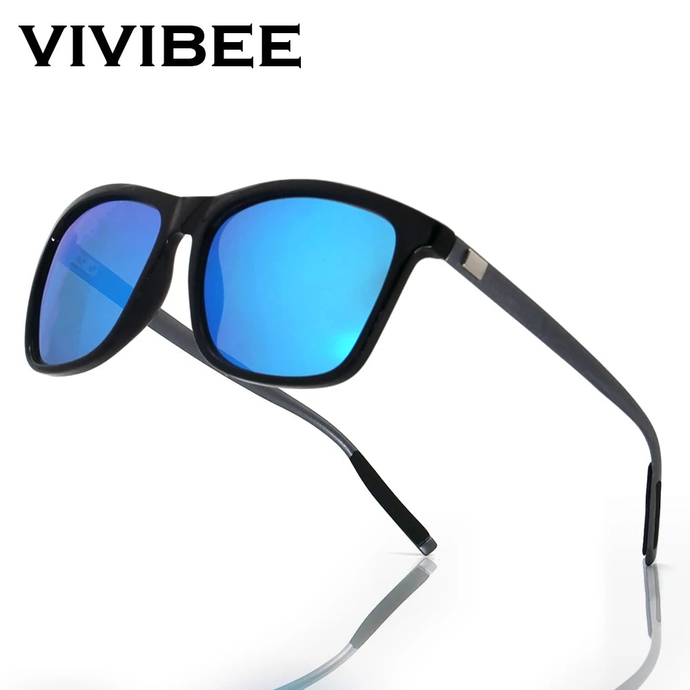 VIVIBEE Luxury Square Polarized Sunglasses – Blue Mirror Lens for Men & Women, Classic Driving & Trendy 2024 Shades