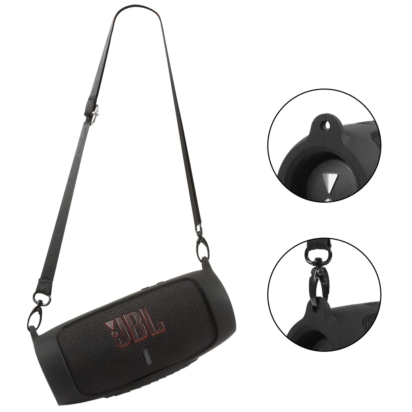 New Soft Silicone Bluetooth Speaker Case: With Strap Carabiner for JBL Charge 5 Wireless Speaker - Speaker Bag Included