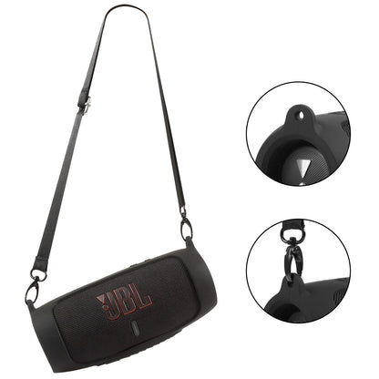 New Soft Silicone Bluetooth Speaker Case: With Strap Carabiner for JBL Charge 5 Wireless Speaker - Speaker Bag Included