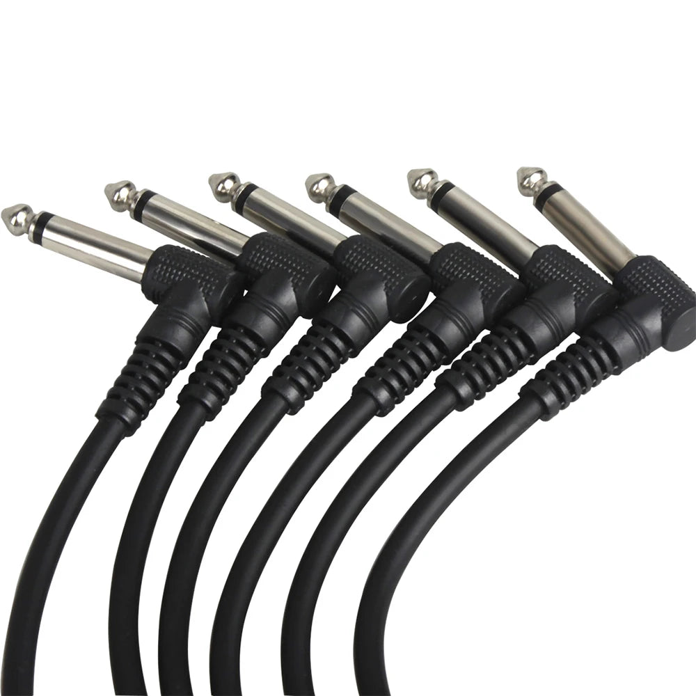 6Pcs Guitar Effect Pedal Cable - 6.35mm to 6.35mm Right Angle Audio Cable, 21cm Copper Wire - Guitar Accessories