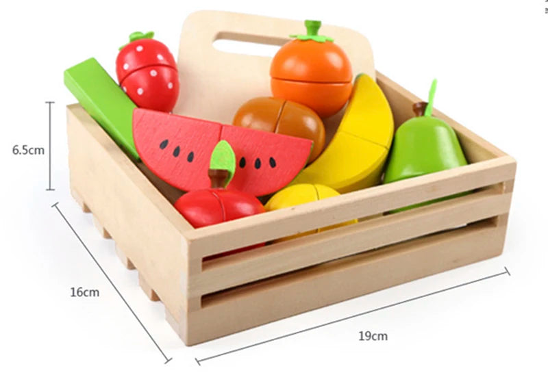 Montessori Wooden Simulation Kitchen Set - Cut Fruits and Vegetables, Classic Pretend Play Cooking Toy for Interest Cultivation