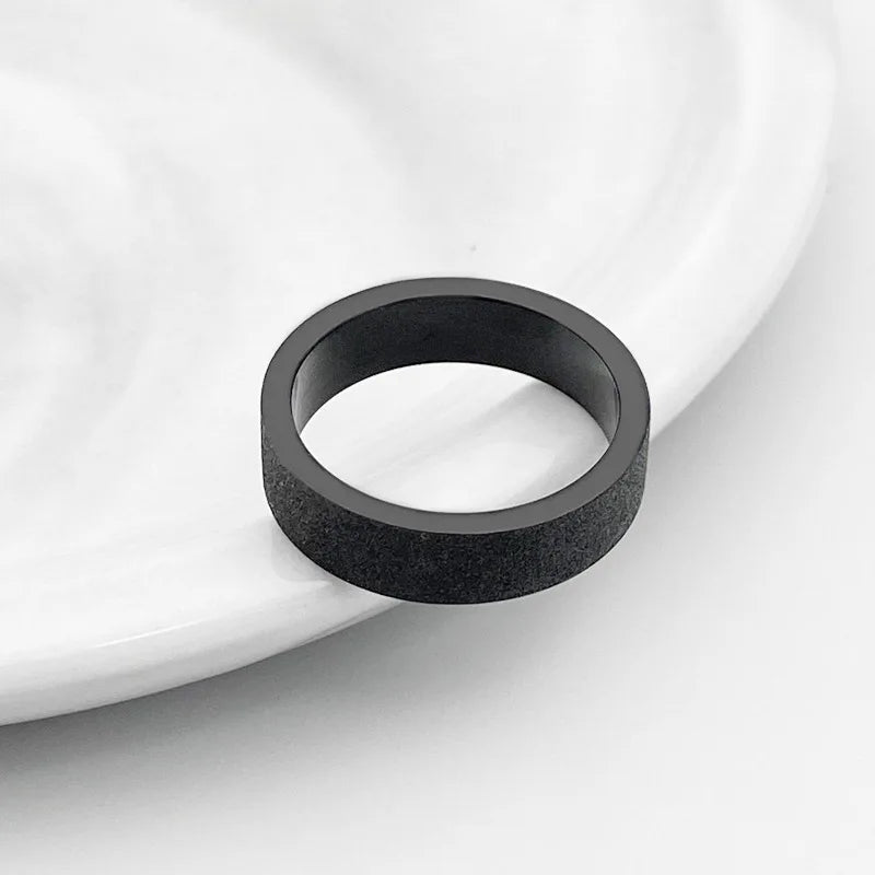 Simple Black Titanium Ring – 3mm & 5mm Matte Finished Finger Ring for Men & Women, Wedding Bands & Couples' Jewelry