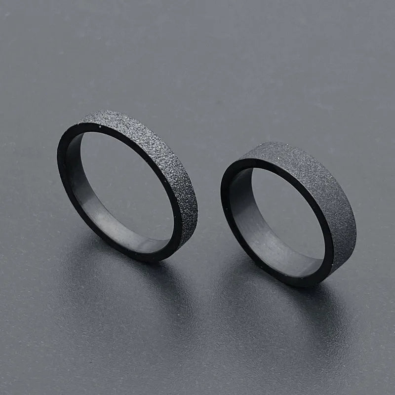 Simple Black Titanium Ring – 3mm & 5mm Matte Finished Finger Ring for Men & Women, Wedding Bands & Couples' Jewelry