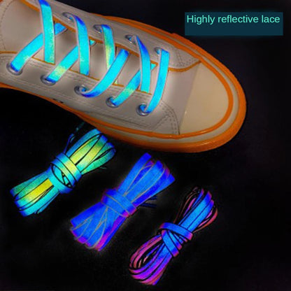 Reflective Flat Laces - 120cm, 140cm, 160cm Glowing Shoelaces for Running Shoes, Safety and Style for Men & Women, 2024