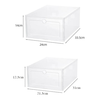 6pcs Set Foldable Plastic Shoe Cases - Thickened Transparent Stackable Drawer Boxes for Shoe Organization