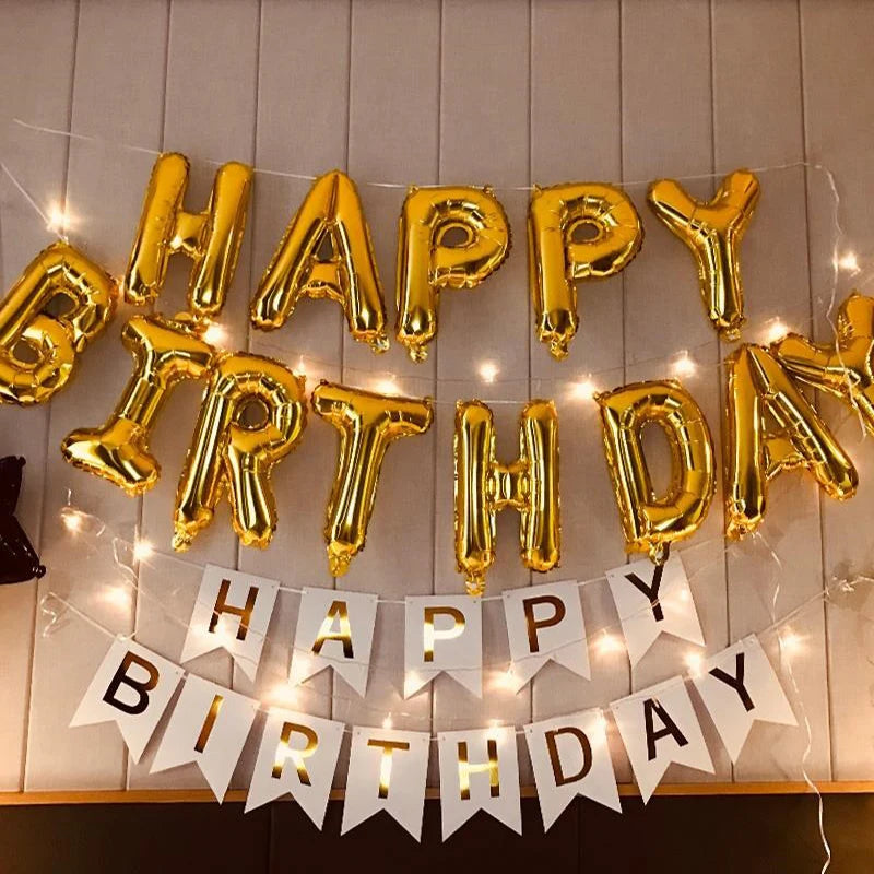 13pcs Happy Birthday Letter Foil Balloons Set - Banner for Baby Shower, Party Decorations, Birthday Cake, Globos, Kids Gift Inflatable Balloons