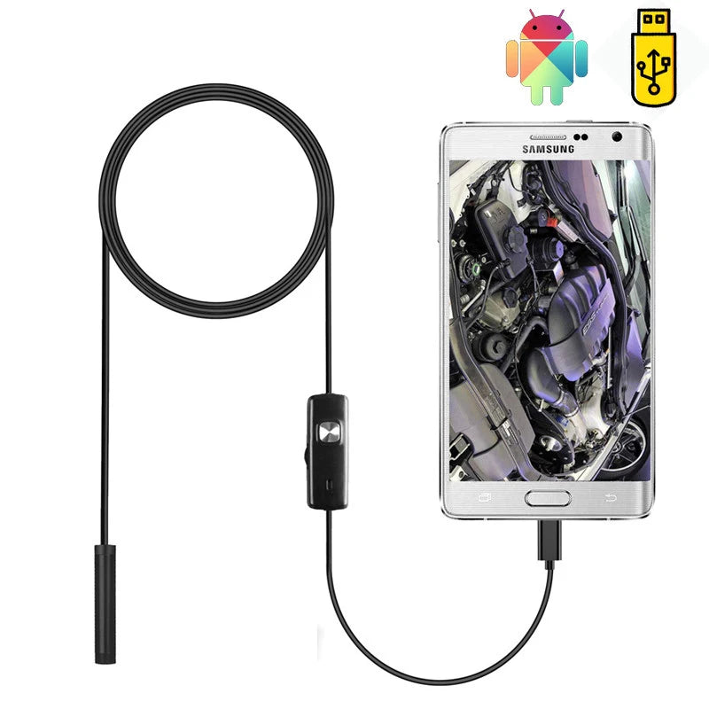 7.0/5.5MM IP67 Waterproof Endoscope Camera: Flexible USB Inspection Borescope with 6 LEDs for Android, Phone, and PC