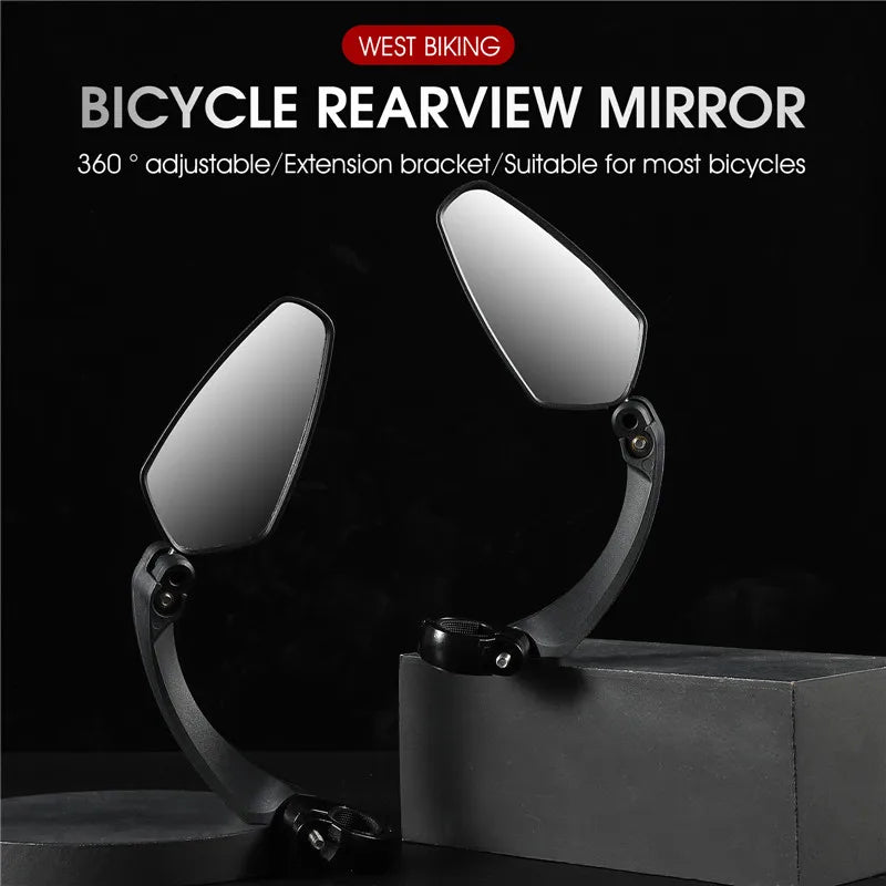 WEST BIKING Universal Bike Rearview Mirror - 360 Degree Adjustable Cycling Accessory for Bicycle Handlebars, Rear View Mirror