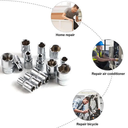 46-Piece Socket and Ratchet Spanner Wrench Set - Professional Car Repair Tool Kit with Screwdriver for Metalworking