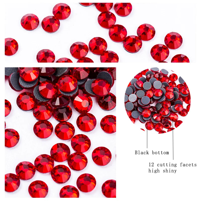 SS4-SS30 Multi-color Red Crystal Hot Fix Rhinestone - Super Glitter Hot Fix Strass Iron On Rhinestones for Fabric Garment