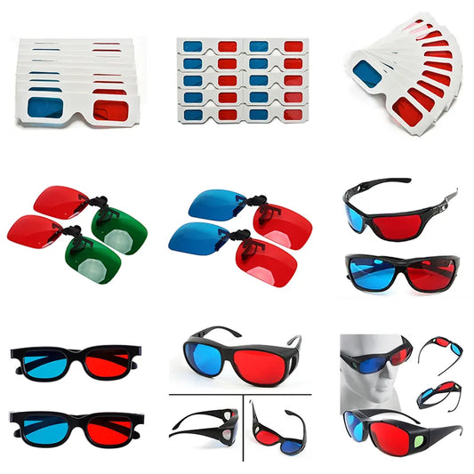 Black Frame Red Blue 3D Glasses - 1/2/10pcs Pack for Home Theater, Anaglyph 3D Movies, TV, DVD, Game, and Video Viewing