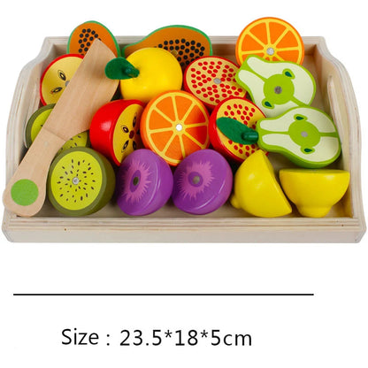 Montessori Wooden Simulation Kitchen Set - Cut Fruits and Vegetables, Classic Pretend Play Cooking Toy for Interest Cultivation