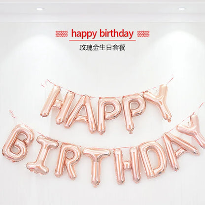 13pcs Happy Birthday Letter Foil Balloons Set - Banner for Baby Shower, Party Decorations, Birthday Cake, Globos, Kids Gift Inflatable Balloons