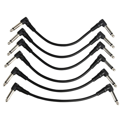 6Pcs Guitar Effect Pedal Cable - 6.35mm to 6.35mm Right Angle Audio Cable, 21cm Copper Wire - Guitar Accessories