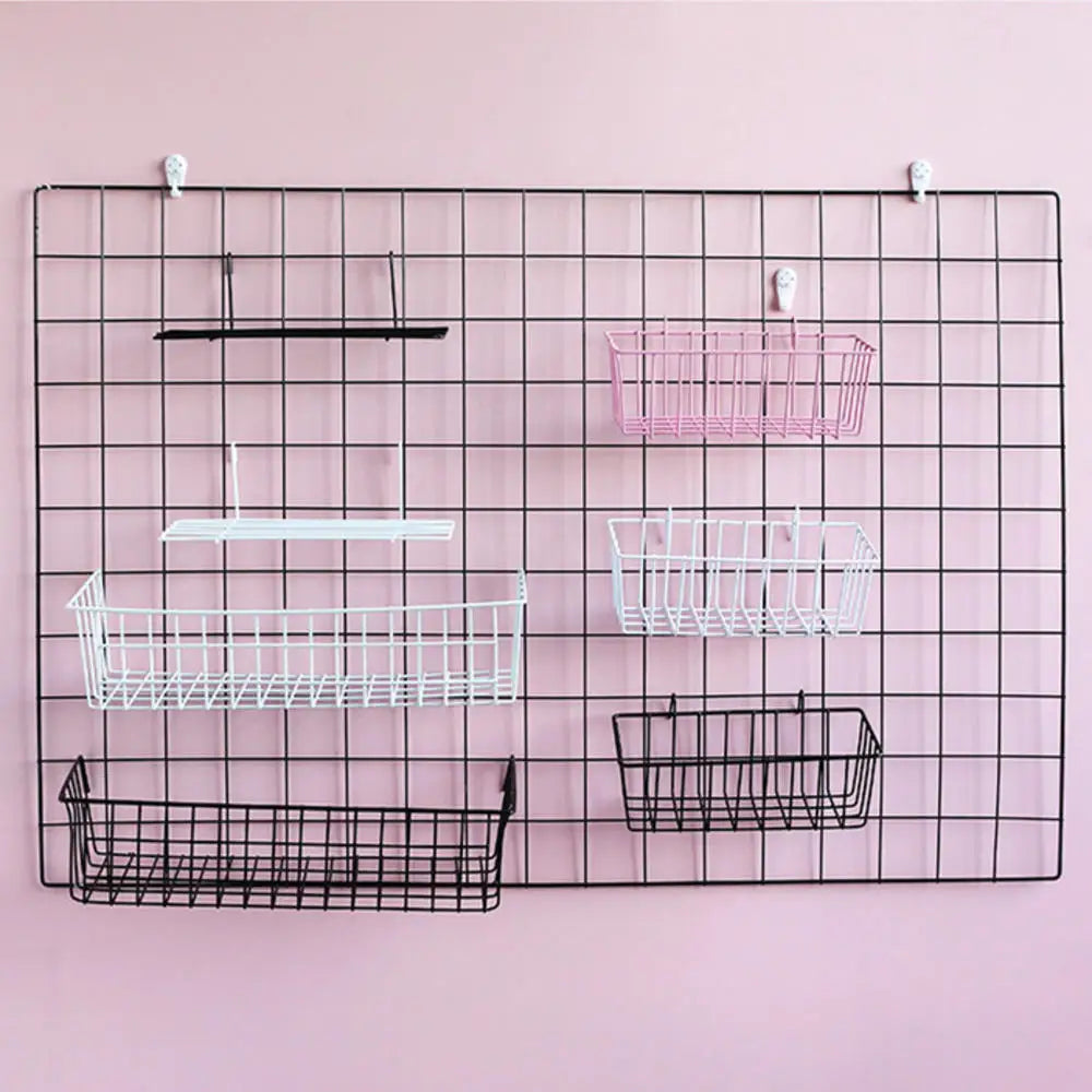 Grid Photo Wall Accessories – Wrought Iron Hanging Basket for Creative Indoor Wall Decoration