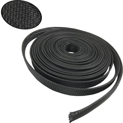 Black Insulated Braid Sleeving – 1/5/10/50M, PET Cable Sleeve for 4/6/8/10/12/14/20/25mm Wire Gland Protection