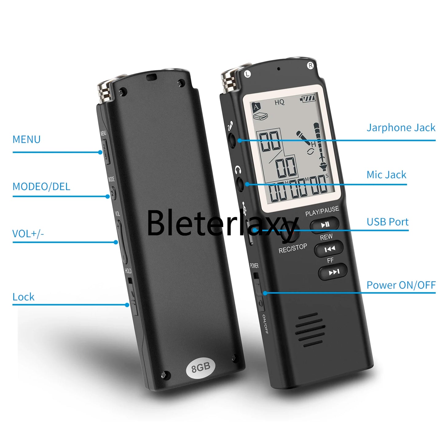 Mini Spy Digital Voice Recorder - Professional USB Dictaphone for Audio Recording, WAV/MP3 Player - 8GB, 16GB, 32GB Options