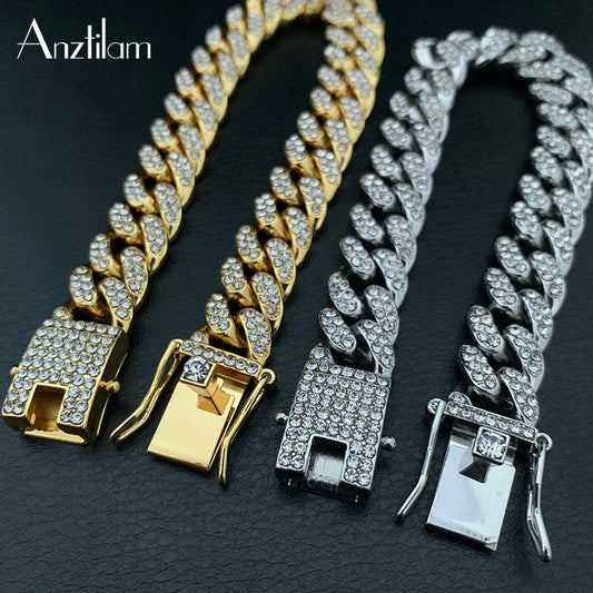 High-Quality 51g Hip Hop AAA Stone Bling Iced Out Men's Bracelet – Miami Cuban Link Chain, Pave Design Jewelry