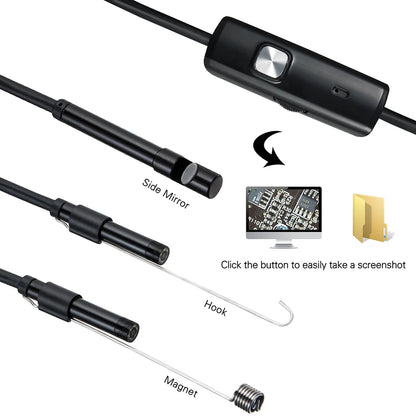 7.0/5.5MM IP67 Waterproof Endoscope Camera: Flexible USB Inspection Borescope with 6 LEDs for Android, Phone, and PC