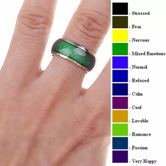 Changing Color Stainless Steel Mood Rings - Emotion Feeling Temperature Rings for Women, Men, Couples - Fine Jewelry Gift