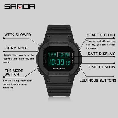 SANDA Fashion Top Brand G Style Digital Watch – Waterproof, Men's Sport Watch, Electronic Watch for Boys & Girls, Relogio Masculino