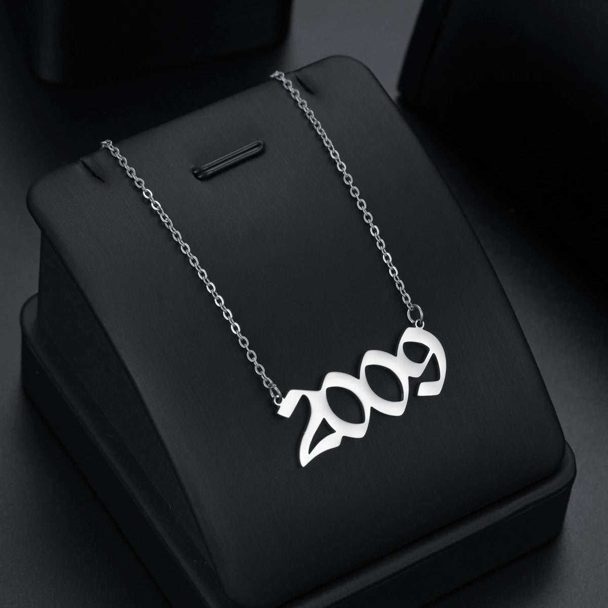 Stainless Steel Birth Year Necklace 1980-2021 - Choker Date Number Pendant for Men and Women, Commemorative Jewelry Gift